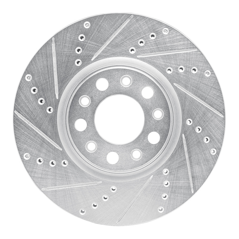Chrysler 200 Brake Rotor (1) - Front Left - R1 Concepts - Drilled & Slotted - Silver - `13-`23